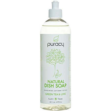 Puracy Natural Liquid Dish Soap, Green Tea and Lime, 16 Fluid Ounce