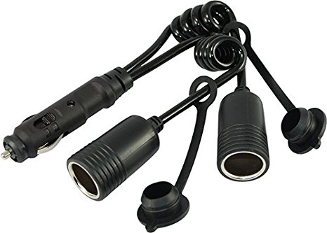 Conntek RV/ Marine 12V Deluxe Dual Outlet Y Adapter, Cigarette Plug with Light Indicator