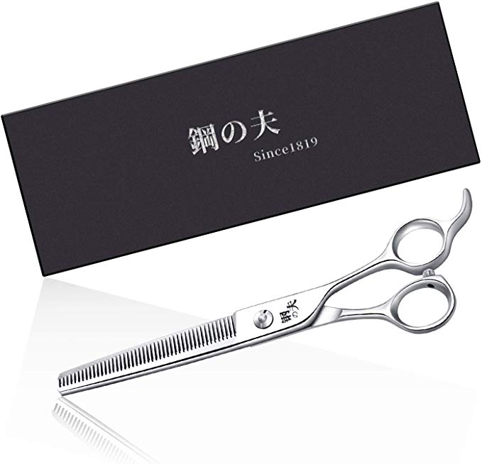 7.0" Pet Grooming Scissors,Curved Scissors/Thinning Shears,Made of Japanese 440C Stainless Steel, Strong and Durable for Pet Groomer or Family DIY Use
