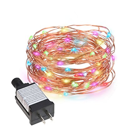 Tomshine Starry Copper Wire String Light 10M/33FT 100LEDs  Bendable Flexible Multicolored Flashing Light Strip Holiday Festival Decorations with UL Listed Power Adapter