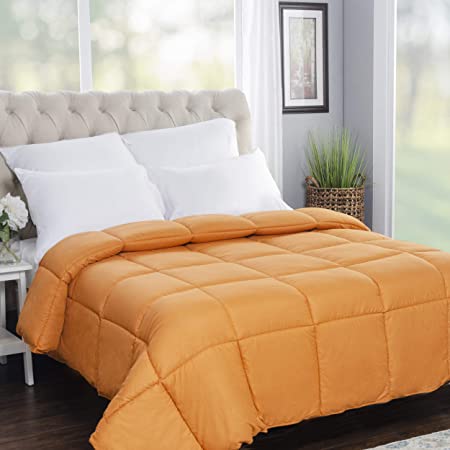 Superior Oversized All-Season Reversible Down Alternative Comforter, Full/Queen, Dusty Orange