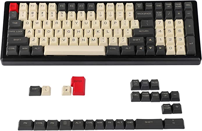 YMDK 125 Keys ANSI ISO Keyset OEM Profile Thick PBT Keycap Set Suitable for Cherry MX Mechanical Keyboard YMD96 RS96 YMD75 KBD75 Standard 104 TKL 61 Keyboard (Only Keycap) (125 Keys Gray Beige)