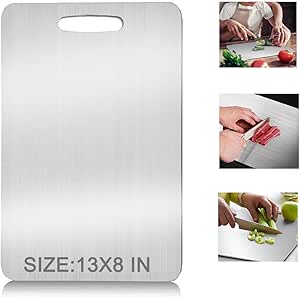 Titanium Cutting Boards,Stainless Steel Food Grade Cutting Boards,Titanium Cutting Boards for Kitchen,Chopping Boards for Meat,Fruit,Vegetables (13 * 8in)