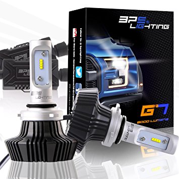 BPS Lighting G7 LED Headlight Bulbs Conversion Kit - 9006 HB4 50W Philips Lumileds 8000LM 6000K 6500K - Adjustable - Cool White - Super Bright - Low - High or Fog Light - Plug and Play - 2 Yr Warranty