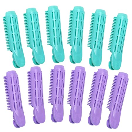Yoaokiy 12Pcs Volumizing Hair Root Clip - Natural Fluffy Hair Curlers Rollers Clips - DIY Fluffy Clamps Rollers Hair Styling Tool - Self Grip Volume Hair Root Clip for Women (Blue & Purple)
