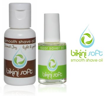 Bikini Soft Coconut Joy Shave Oil & Razor Saver Oil Combo Pack (1.5 oz) - Prevents Ingrown Hairs, Bumps, Razor Burn, & Redness - Perfect for Legs, Underarms & Bikini Line: Makes Razor Lasts 3X Longer