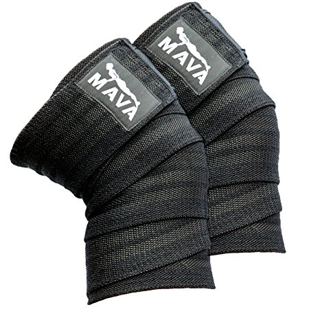 Mava Sports Knee Wraps (Pair) for Cross Training WODs,Gym Workout,Weightlifting,Fitness & Powerlifting - Knee Straps for Squats - For Men & Women- 72"-Compression & Elastic Support