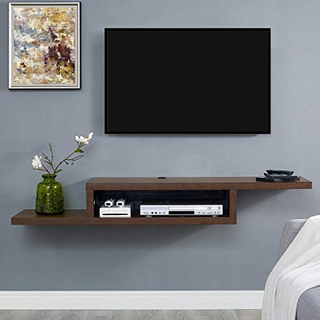 Martin Furniture  Asymmetrical Floating Wall Mounted TV Console, 60inch, Columbian Walnut