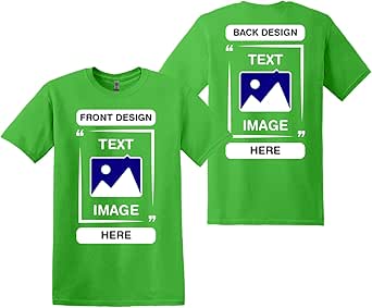 Gildan Custom T-Shirts - Personalized Unisex Crewneck Tee Shirt - Customize Your Image, Text & Photo - Men Women Adult