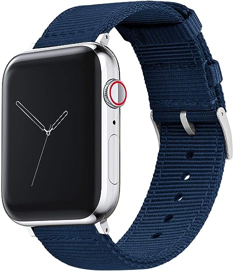 38mm/40mm/41mm Navy Blue - BARTON Two-Piece Military Style Watch Bands with quick release spring bar mechanism - Compatible with all Apple Watch Models - Stainless Steel Hardware- Fits wrists 5" to 8"