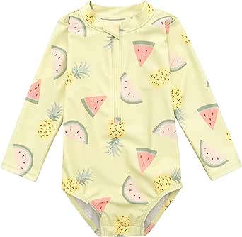 Gerber Baby-Girls Toddler Long Sleeve One Piece Rashguard Swimsuit