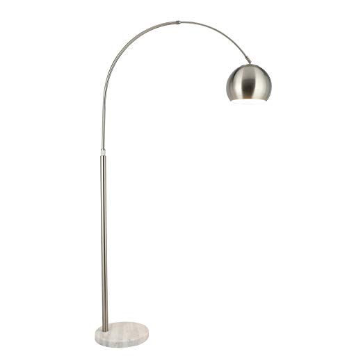 CO-Z Modern Arc Floor Lamp with 360° Rotatable Dome Shade, Adjustable Nickel Finish Standing Light Fixture with Stable Marble Base, Contemporary Arch Metal Pole Lamp with LED Bulb for Living Room Safa