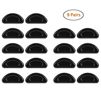 DUBEA Eyeglasses Nose Pads, Soft Silicone Anti-slip Adhesive Nose pads with sticky 3M backing for Eyeglass Glasses Sunglasses, 9 Pairs NosePads (Black, 1mm)