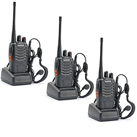 Ammiy BaoFeng BF-888S Rechargeable Battery Long Range 5W Walkie Talkies 16 Channels two way radios (3 pack of radios)