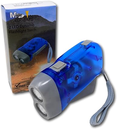 EPOSGEAR Minder Walk-Safe Wind Up Hand Press Crank Squeeze Charge Dynamo LED Camp Emergency Flashlight Torch (1, Blue)