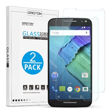 OMOTON [2 Pack] MOTO X Pure Edition Screen Protector - Tempered Glass Screen Protector for Motorola Moto X Pure with [9H Hardness] [Crystal Clear] [Scratch Resist] [No-Bubble], Lifetime Warranty