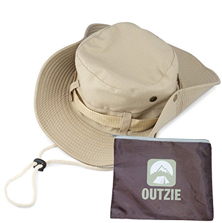 OUTZIE Wide Brim Packable Booney Sun Hat  Max Protection for UVA Lightweight Cotton  Perfect for Fishing Gardening Hiking Camping The Beach and All Outdoor Activity  Bonus Nylon Travel Bag