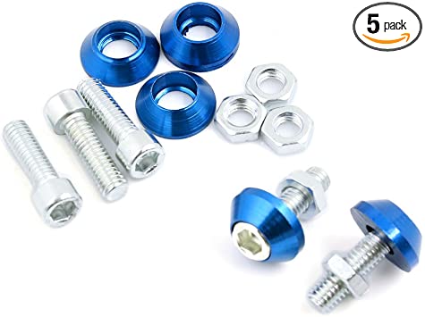 uxcell Blue Motorcycle License Plate Frame Nut Screw Ornament 5pcs