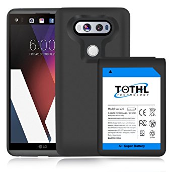 LG V20 Extended Battery | TQTHL 10800mAh Extended Battery & Exclusive Hard Black Cover for LG V20 BL-44E1F (Up to 3X Extra Battery Power) Compatible with All LG V20 Variants-Black [18 Month Warranty]