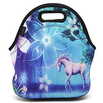 ICOLOR Unicorn Insulated Neoprene Lunch Bag Tote Handbag lunchbox Food Container Gourmet Tote Cooler warm Pouch For School work Office
