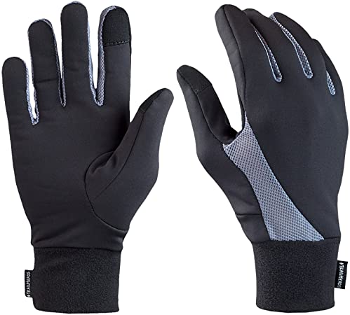 TrailHeads Running Gloves | Lightweight Gloves with Touchscreen Fingers - black/grey (medium)