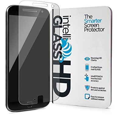 Moto G4 Plus intelliGLASS HD The Smarter Moto G4 Plus Glass Screen Protector by intelliARMOR To Guard Against Scratches and Drops. HD Clear With Max Touchscreen Accuracy