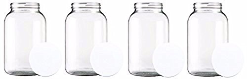Home Brew Ohio One gallon Wide Mouth Glass Jar with Lid-Set of 4