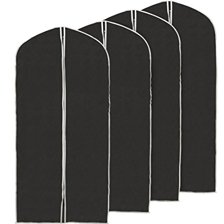 60 inch Garment Bag, EZOWare Black Foldable Breathable Garment Suit Dress Jacket Coat Shirt Dust Cover Travel Bag - Set of 4