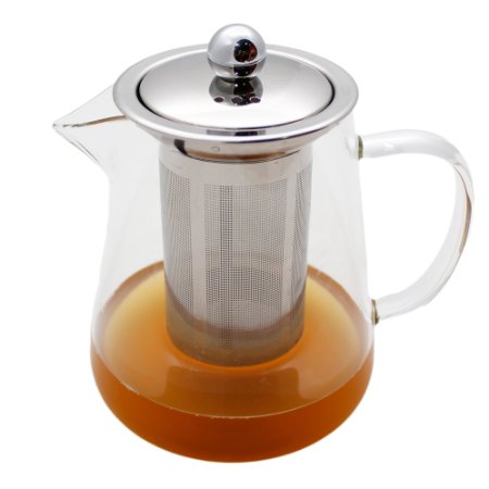 32 oz Borosilicate Glass Tea Pitcher Teapot with Stainless Steel Infuser and Lid