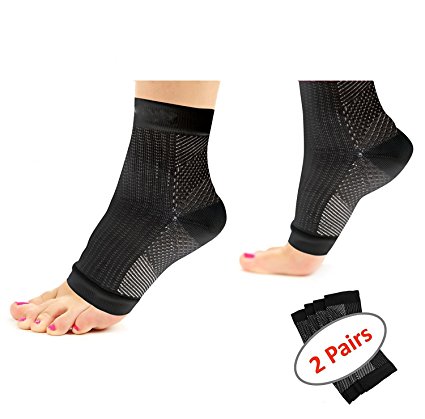 Plantar Fasciitis Socks (2 Pairs ) Foot Compression Sleeves Eases Heel Spurs Swelling, Ankle Brace Support, Increases Circulation, Relieve Pain Fast