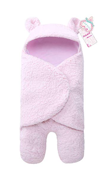 Newborn Baby Boy Girl Cute Cotton Plush Receiving Blanket Sleeping Wrap Swaddle (Pink, One Size)
