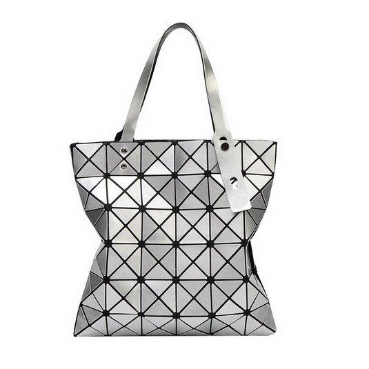 Color Scissor Womens PU Leather Large Shoulder Bag Geometric Split Joint Tote Handbag Purse