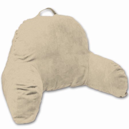 Microsuede Bedrest Pillow Taupe - Best Bed Rest Pillows with Arms for Reading in Bed