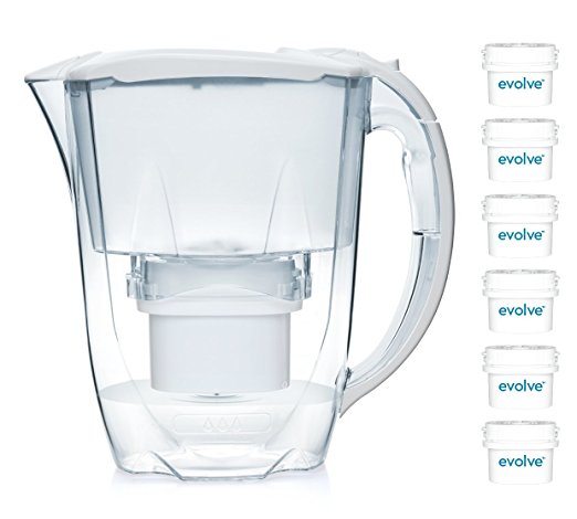 Aqua Optima  12 month annual pack - Oria Water filter jug with 6 x 60 day Evolve filter cartridges - White