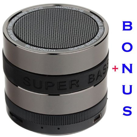 Super Bass Bluetooth Portable Wireless Speaker - Compatible with IPhone / IPad / Samsung / Nokia / HTC / Tablet PC / Laptop and More - Playback time 7-8 Hours,Size 2.4 x 2.4 x 2