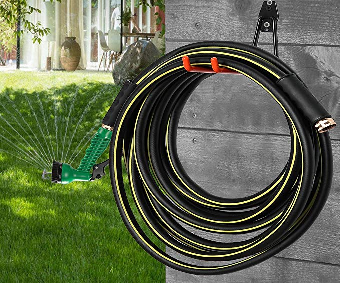 30 ft Garden Hose, No Kink Water Hose with 7 Function Spray Nozzle Gun - 5/8 inch Flexible Heavy Duty Water Pipe for Car Wash, Garden Watering, Patio Lawn House Cleaning (Black)