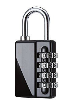 MazePlus 4 Digit Combination High Security Resettable Padlocks Black 1-Pack - Heavy Duty Weatherproof Construction - Ideal For Lockers, Suitcases, Travel Bags, Chains & More