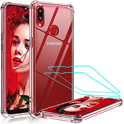 Samsung Galaxy A10S Case, Samsung A10S Case with 2 Tempered Glass Screen Protector, LeYi Shockproof Crystal Clear Hard PC Bumper Slim Protective Phone Cover Cases for Galaxy A10S (Not Fit A10E/A10)