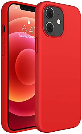 Miracase Compatible with iPhone 12 Case and iPhone 12 Pro Case 6.1 inch(2020),Liquid Silicone Gel Rubber Full Body Protection Shockproof Drop Protection Case(Red)