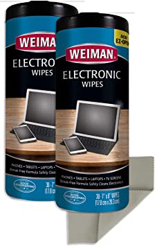 Weiman Electronic Cleaner Wipes - 2 Pack with Polishing Cloth - Non Toxic Safely Clean Your Laptop, Computer, TV, Screen and All Electronic Equipment