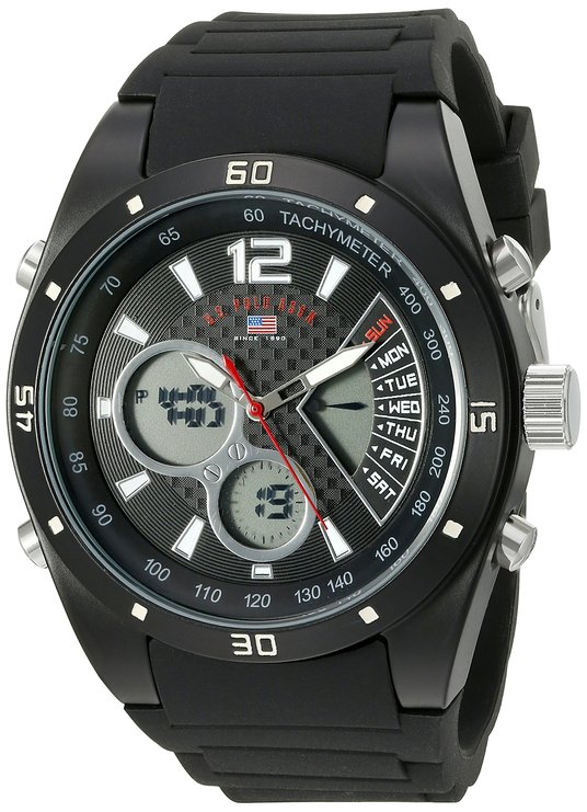 U.S. Polo Assn. Sport Men's US9537 Analog-Digital Display Analog Quartz Black Watch