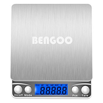 Bengoo Digital Food Scale Stainless Steel Kitchen Scale with LCD Display, Tare, Hold and PCS Features-Silver