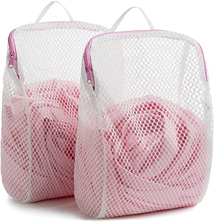 COMLIFE Set of 2 Delicates Honeycomb Mesh Laundry Bag，Use YKK zipper，with Handle, Extra Large Opening, Side Widening Design, Baby Products, Face Cleansing Pads,Socks, Fine Knitwear Mesh Wash Bags (2 Medium)