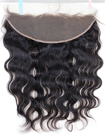 Chantiche 13x4" Ear to Ear Lace Front Closure Free Part-Brazilian Virgin Human Hair Body Wave Frontal Lace Closure with Baby Hair Bleached Knots 8inches Natural Color