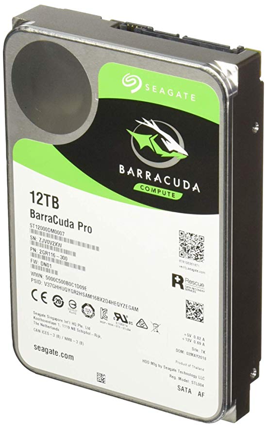 Seagate Barracuda Pro SATA HDD 12TB 7200RPM 6Gb/s  256MB Cache 3.5-Inch Internal Hard Drive for PC/Desktop Computers System All in One Home Servers Direct Attached Storage (DAS) (ST12000DM0007)