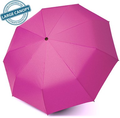 SWISH Travel Umbrella with Automatic Open Close Button for One Handed Operation - Large Windproof Canopy - Compact Portable and Lightweight for Easy Carrying - Lifetime Guarantee