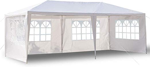 Boylymia 10' x 20'Outdoor White Waterproof Gazebo Canopy Tent with 6 Removable Sidewalls and Windows Heavy Duty Tent for Party Wedding Events Beach BBQ