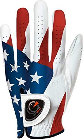 Easyglove Men's FLAG_USA-2 Left Hand Golf Glove (White)