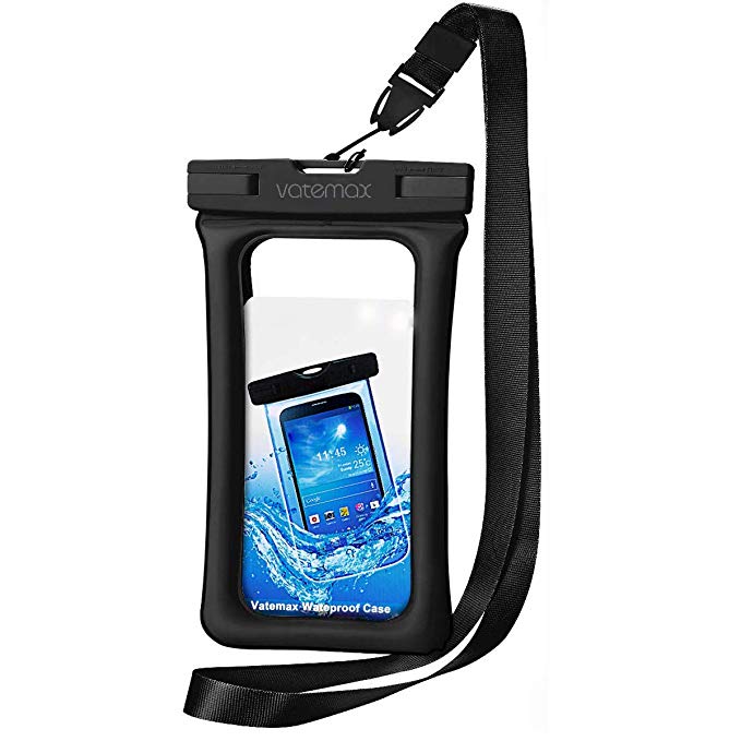 Vatemax Universal Waterproof Case, IPX8 Dry Bags Compatible with iPhone X/Xs/XR/XS Max/8/7/7 Plus/6S/6/6S Plus, Samsung Galaxy S10/S10 Plus/S9/S9 Plus,Google Pixel up to 6.5" (Floating Black)