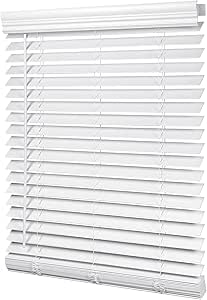 LazBlinds 2-inch Cordless Faux Wood Blinds with Royal Valance, Room Darkening Horizontal Window Blinds, Inside Mount Blinds for Windows - Actual Blinds Size: 22.5'' W x 72'' H - White